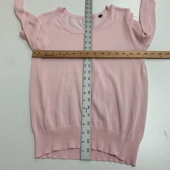 Cabi Gossamer Pullover Sweater Women XS Pink Mesh Boat Neck Drop Shoulder Sleeve - Picture 6 of 10